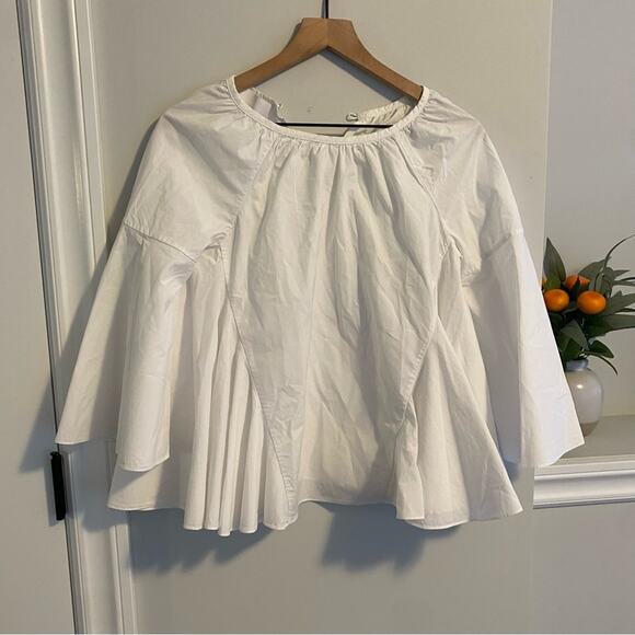 Co Essentials White Cotton Long Sleeve Drapey Top Blouse Small - Picture 8 of 10